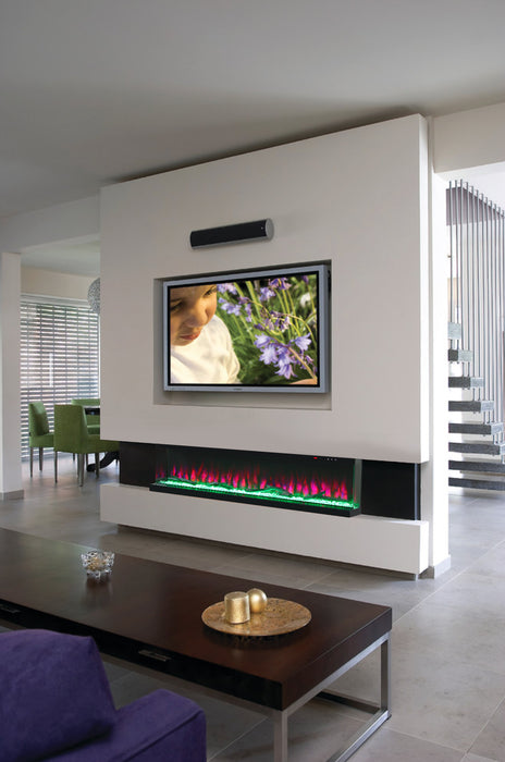 Knightsbridge Inset 3 Sided Media Wall LED Electric Fireplace